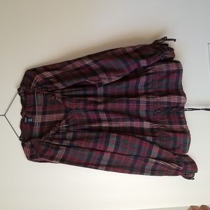 Chaps Plaid Longsleeve Blouse Size Large 100% Cotton
